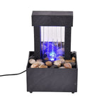 Mini Waterfall Fountain Decor with LED Light - USB Cable (Requires 2xAA Battery Not Inc.) - Black