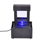 Mini Waterfall Fountain Decor with LED Light - USB Cable (Requires 2xAA Battery Not Inc.) - Black