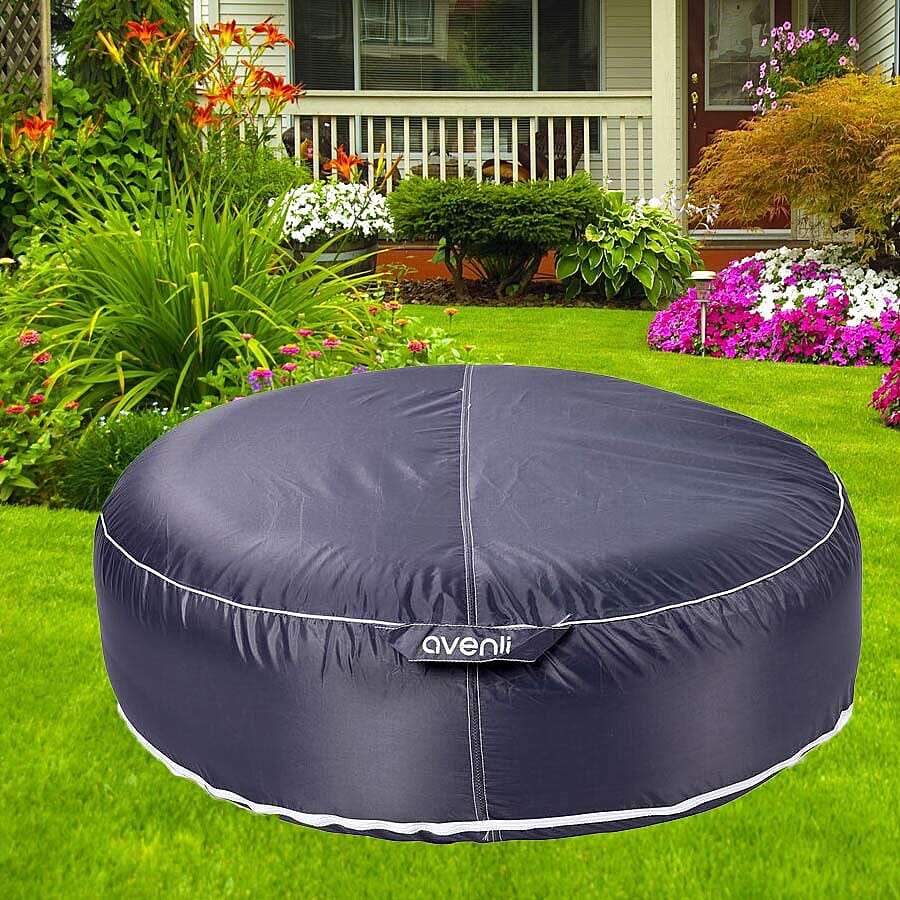 Indoor Outdoor Inflatable Round Pouffe - Grey 3589260 4