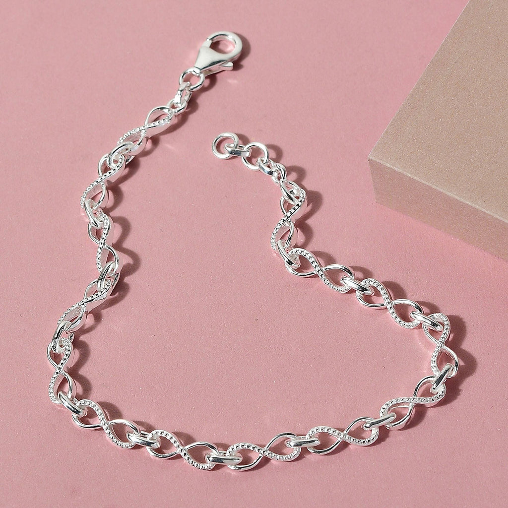 Designer Inspired - Infinity Knot Bracelet (Size 6.5) with Lobster Clasp in Platinum Overlay Sterling Silver