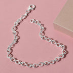 Designer Inspired - Infinity Knot Bracelet (Size 6.5) with Lobster Clasp in Platinum Overlay Sterling Silver