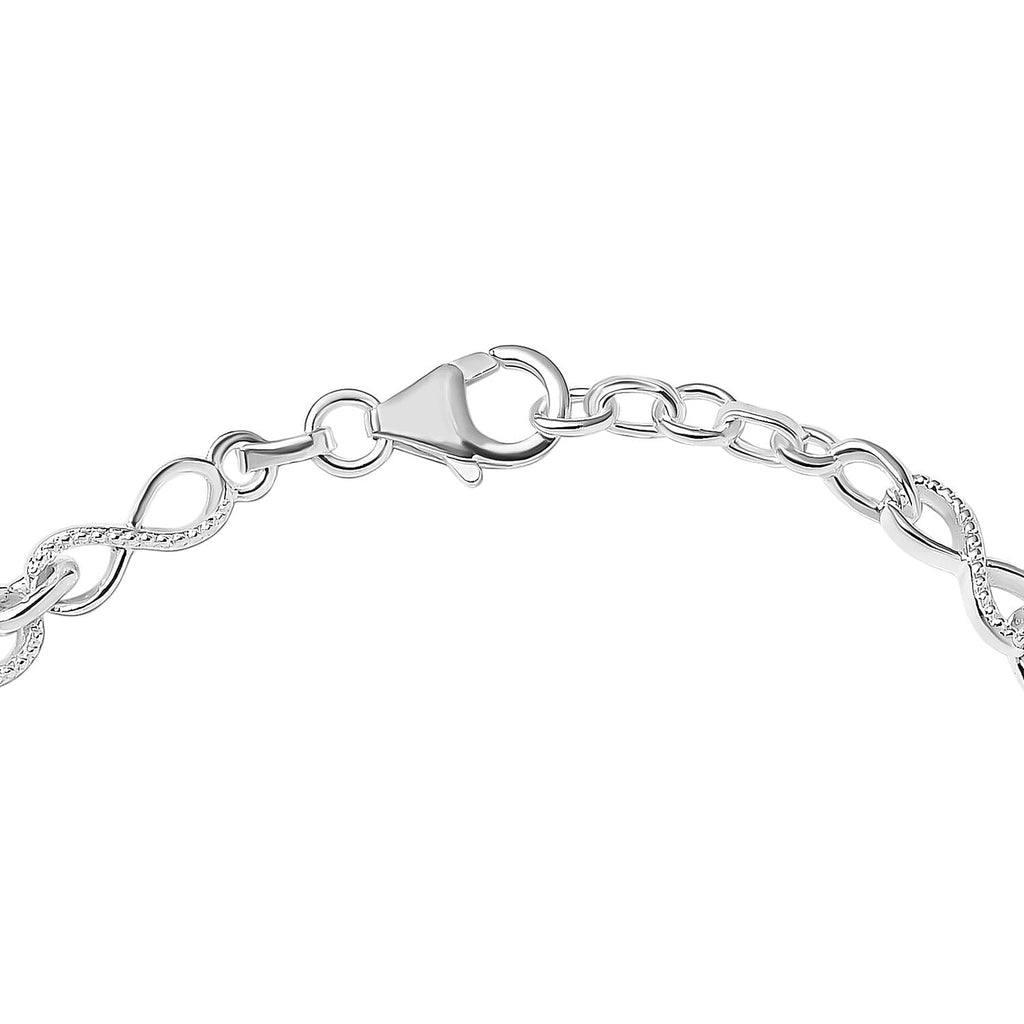 Designer Inspired - Platinum Overlay Sterling Silver Infinity Knot Bracelet (Size - 7) with Lobster Clasp, Silver Wt 6.60 Gms.