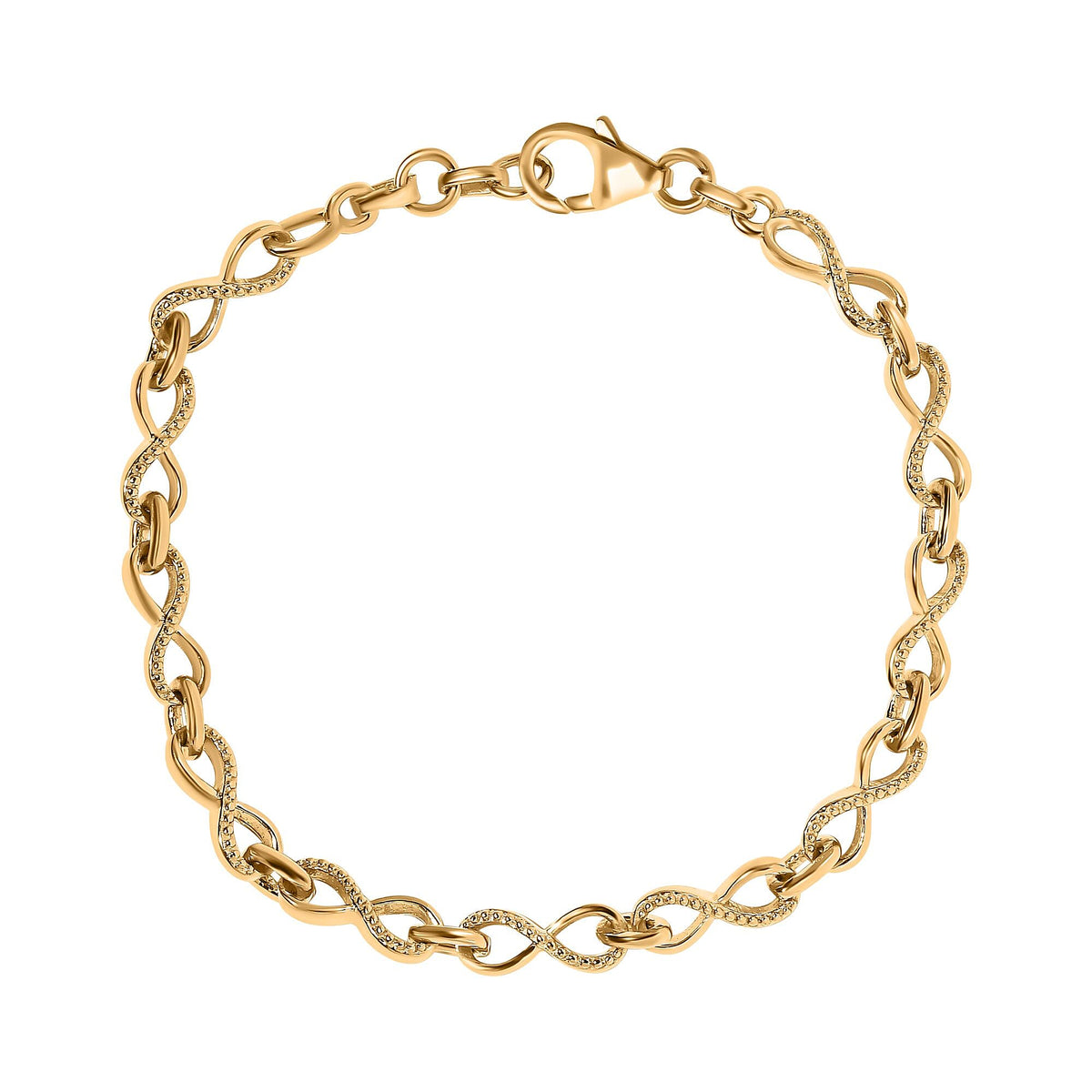 Infinity Link Bracelet with Extender in 18K Vermeil Yellow Gold Over Sterling Silver 6.5 Inches 7525324 0