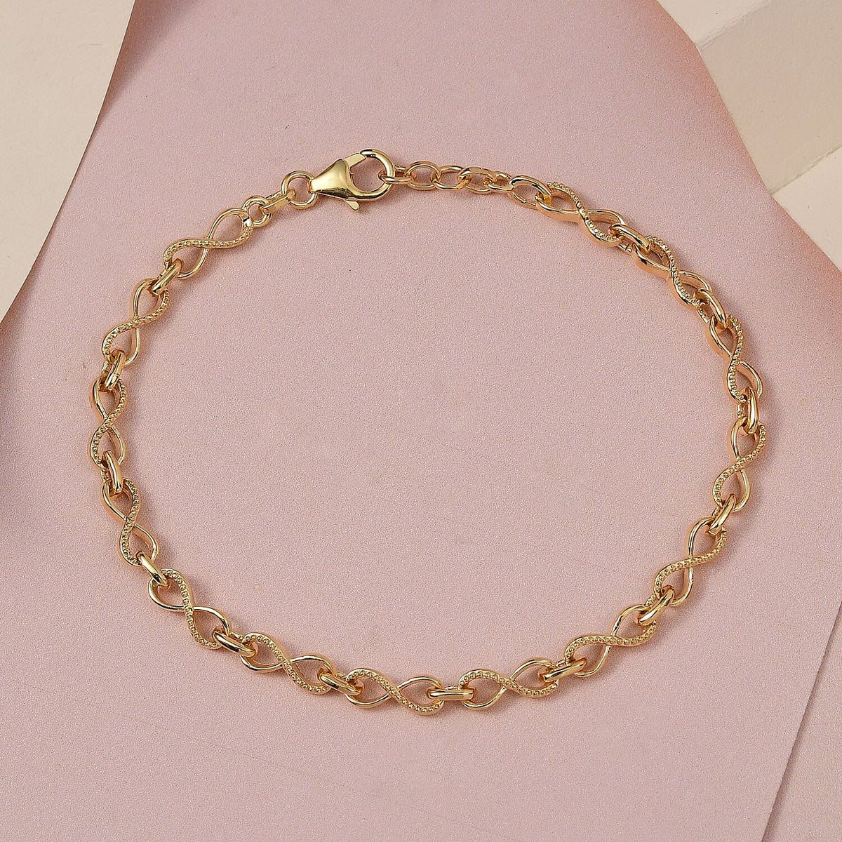 Infinity Link Bracelet with Extender in 18K Vermeil Yellow Gold Over Sterling Silver 6.5 Inches 7525324 4