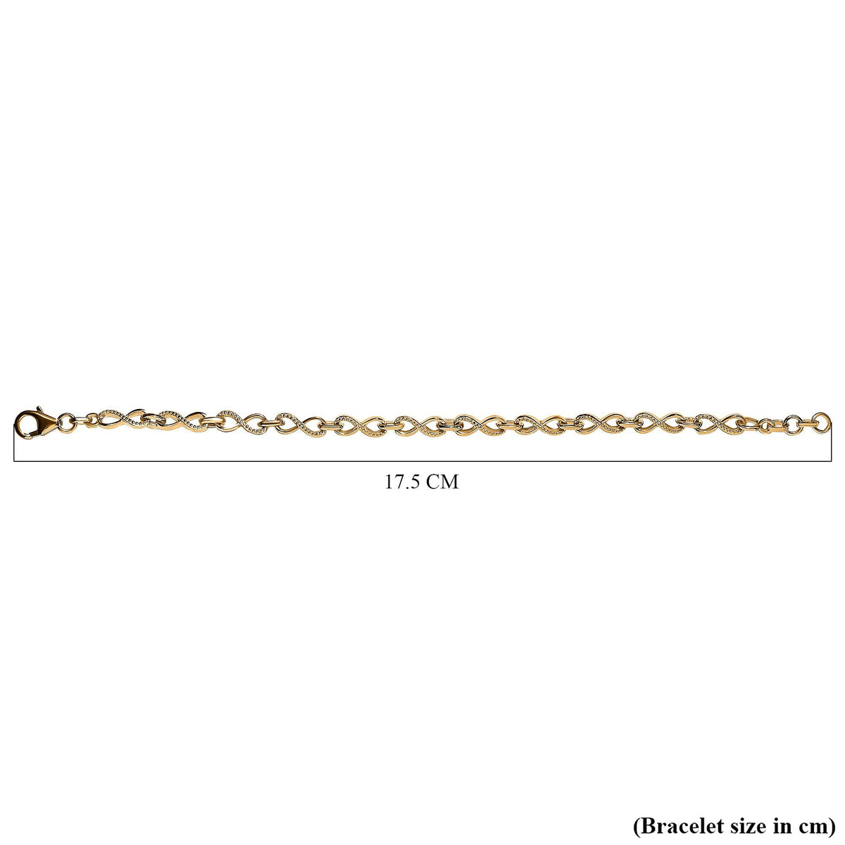 Infinity Link Bracelet with Extender in 18K Vermeil Yellow Gold Over Sterling Silver 6.5 Inches 7525324 6