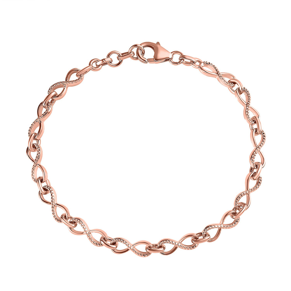 Infinity Link Bracelet Size 7.5 with Extender in Rose Gold Plated Sterling Silver, Silver Wt. 6.82 Gms V32566449 0