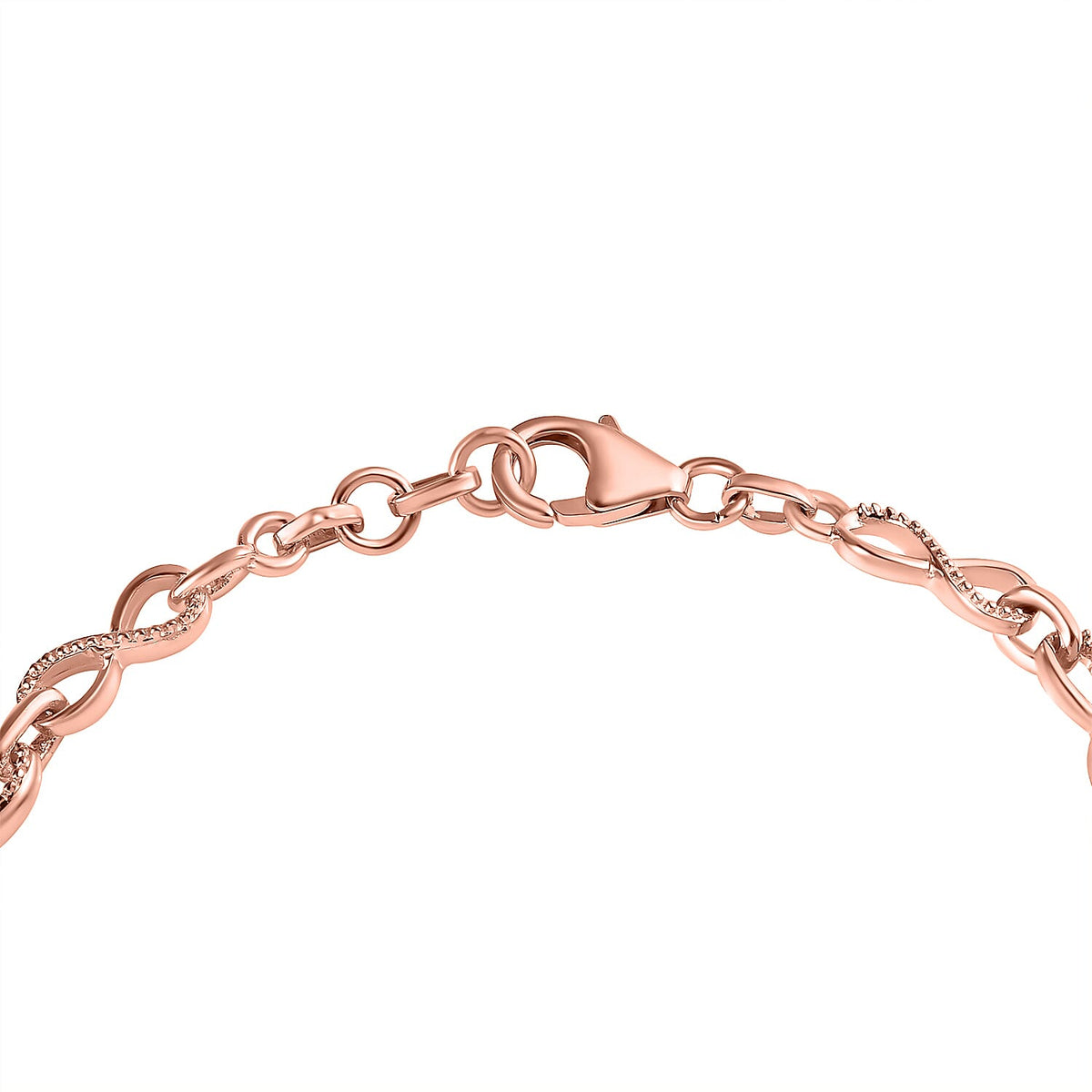 Infinity Link Bracelet Size 7.5 with Extender in Rose Gold Plated Sterling Silver, Silver Wt. 6.82 Gms V32566449 4