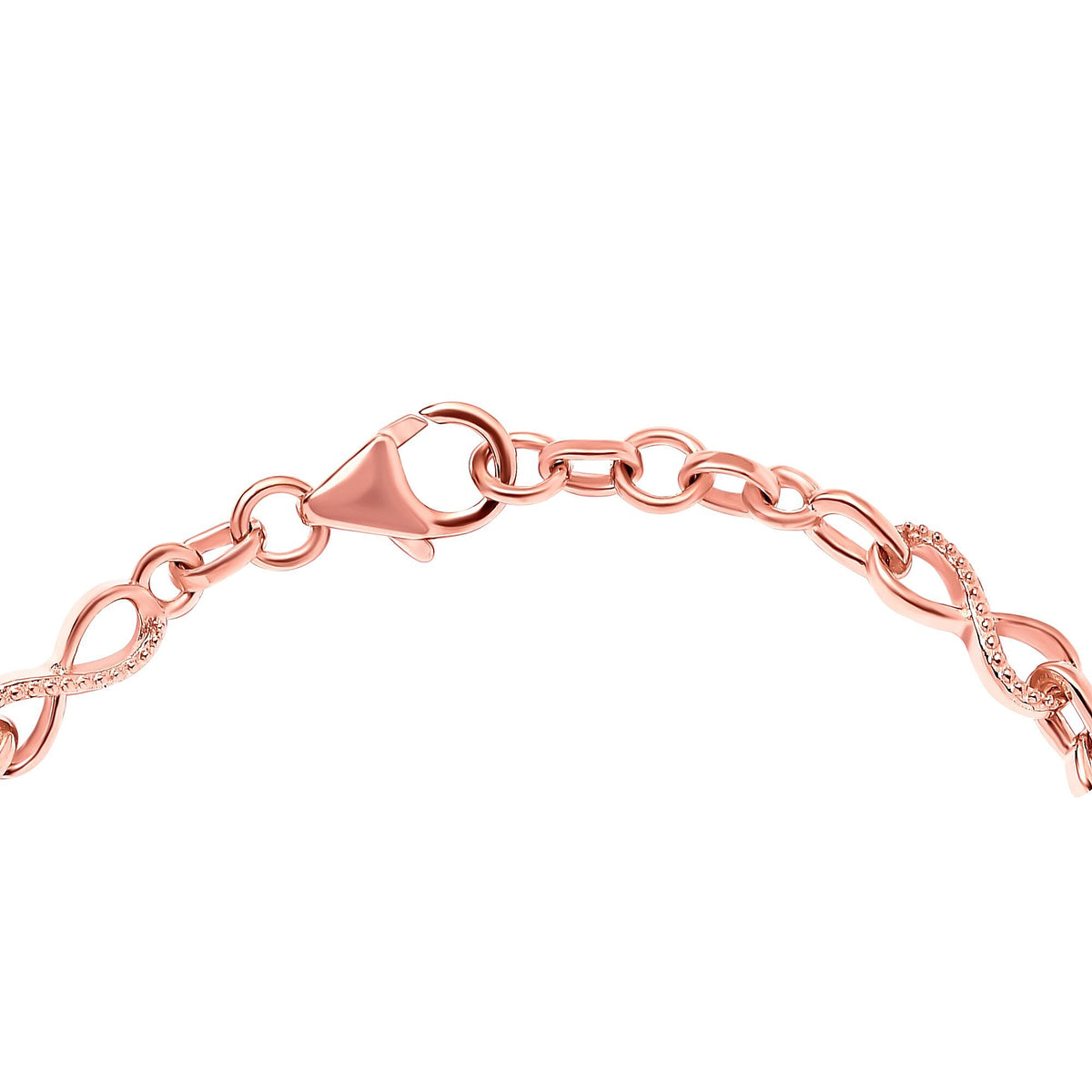 Infinity Link Bracelet Size 7.5 with Extender in Rose Gold Plated Sterling Silver, Silver Wt. 6.82 Gms V32566449 6