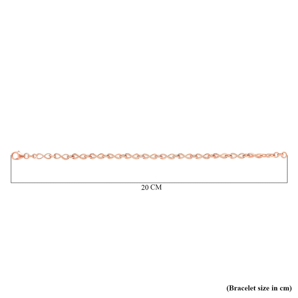 Infinity Knot Link Bracelet (Size 7.5) in 18K Vermeil Rose Gold Plated Sterling Silver, Silver Wt. 6.46 Gms.