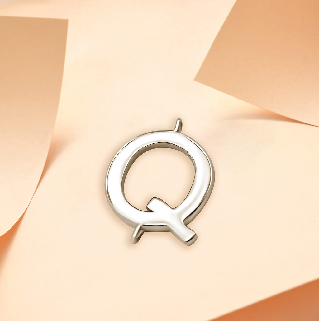 Platinum Overlay Sterling Silver Initial Q Charm