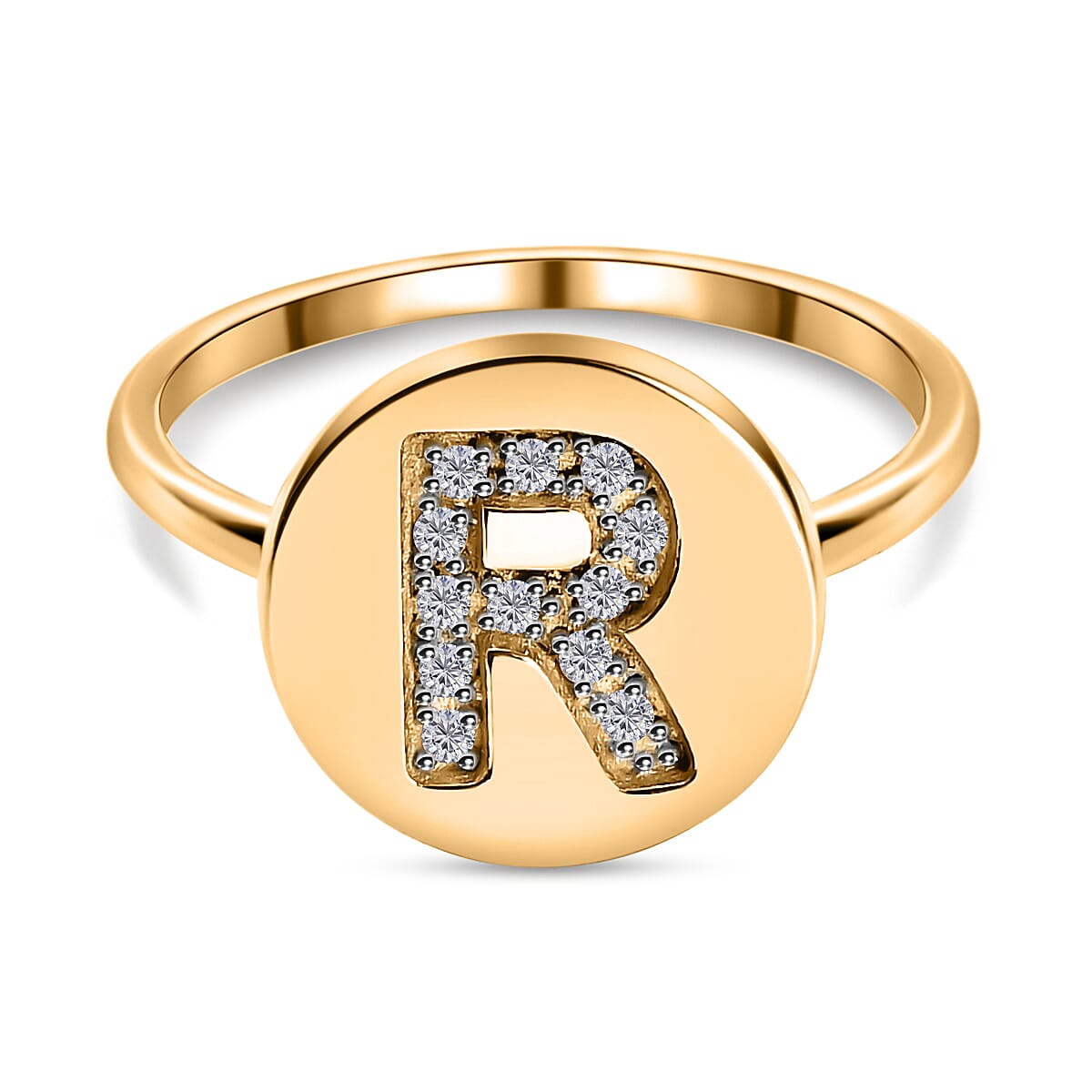 Initial-K White Diamond Ring in Rose Gold Plated Sterling Silver 7455797 7