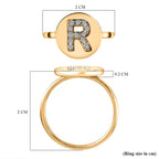 White Diamond Initial-R Ring in 14K Gold Overlay Sterling Silver