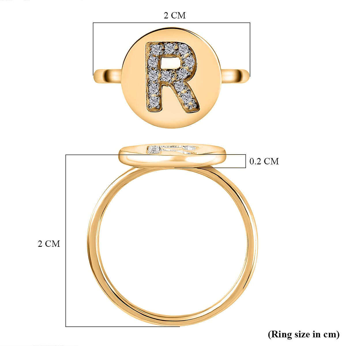 Initial-K White Diamond Ring in Rose Gold Plated Sterling Silver 7455797 12