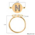White Diamond Initial-N Ring in 14K Gold Overlay Sterling Silver