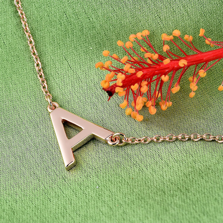 Initial Necklace Size 18 in Rose Gold Plated Sterling Silver 3708470 2