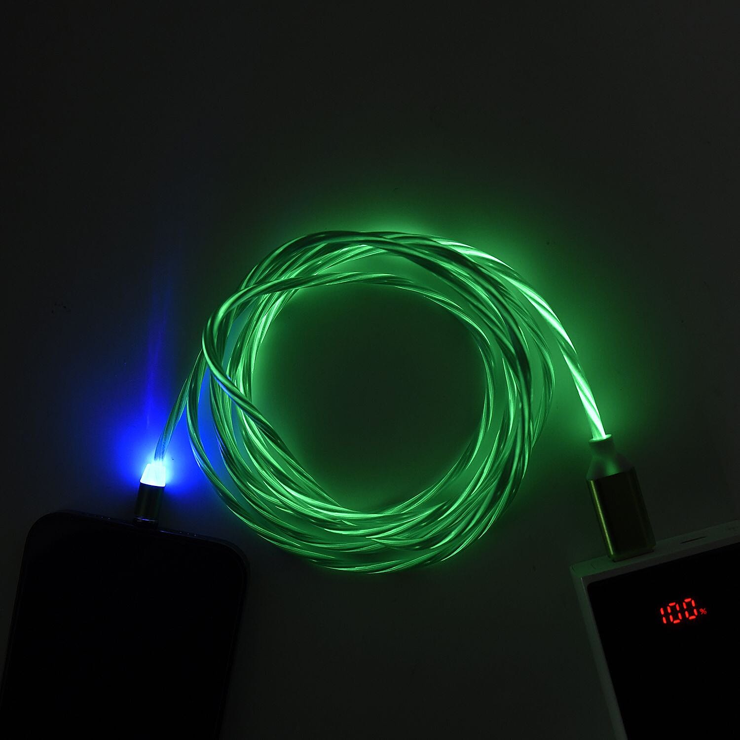 Intelligent 3-in-1 Magnetic USB Cable with Flowing LED Light - Green 7924453 9