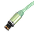 3 in 1 Magnetic Charging USB Cable with Flowing LED Light (Size 2x1 m) - Green