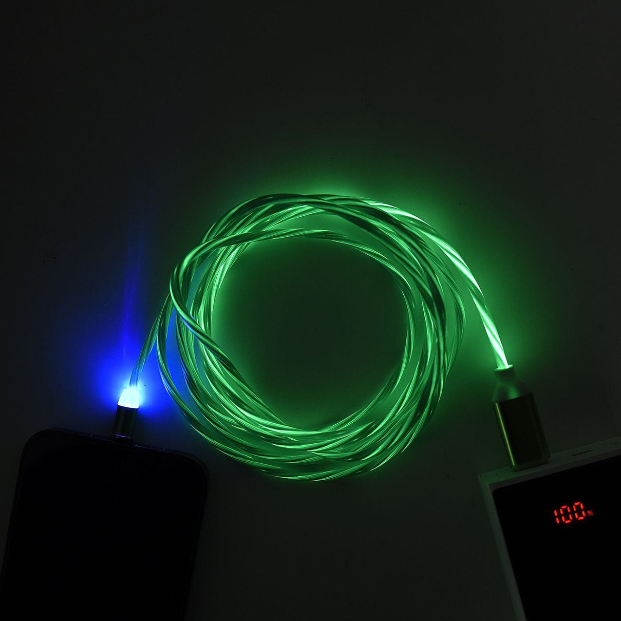 Intelligent 3-in-1 Magnetic USB Cable with Flowing LED Light - Green 7924453 16