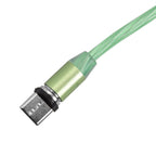 3 in 1 Magnetic Charging USB Cable with Flowing LED Light (Size 2x1 m) - Green