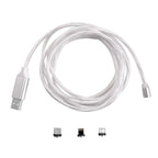3 in 1 Magnetic Charging USB Cable with Flowing LED Light (Size 2x1 m) - White