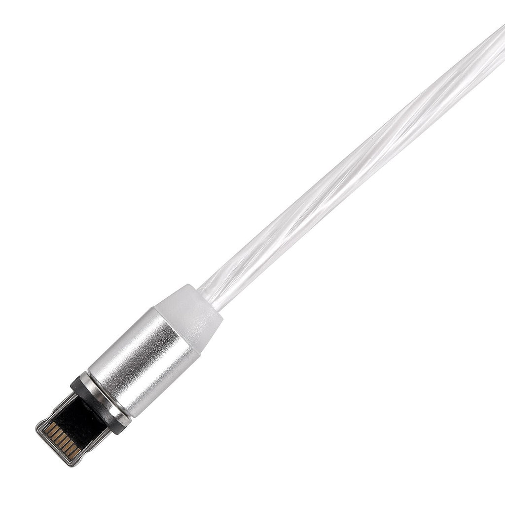 3 in 1 Magnetic Charging USB Cable with Flowing LED Light (Size 2x1 m) - White