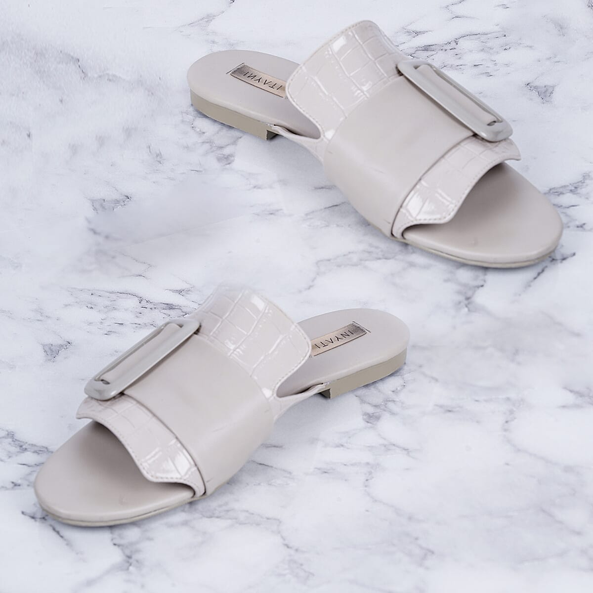 Inyati - NATALIE Taupe Sandals with Statement Buckle 6089858 3
