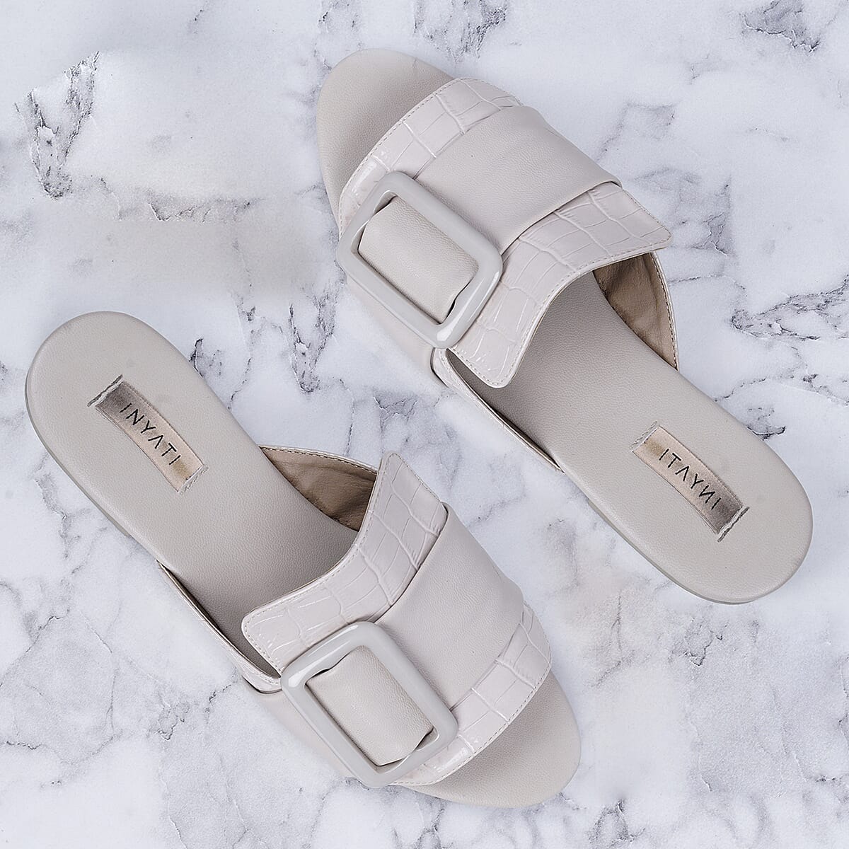 Inyati - NATALIE Taupe Sandals with Statement Buckle 6089858 4