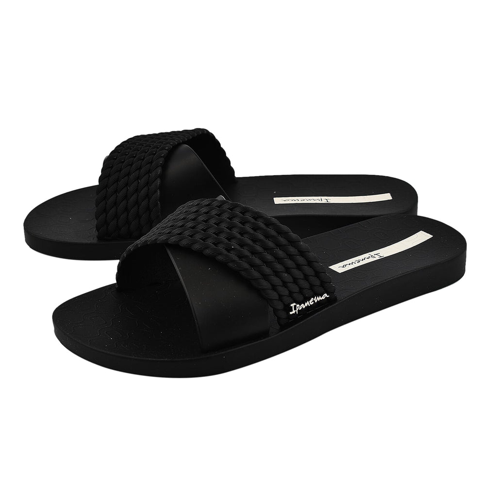 Ipanema Street Slide Rope Flat Sandals (Size 3) - Black