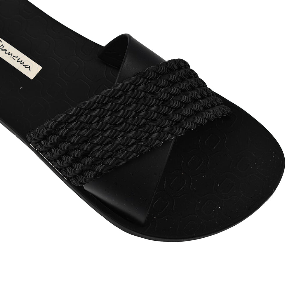 Ipanema Street Slide Rope Flat Sandals (Size 3) - Black
