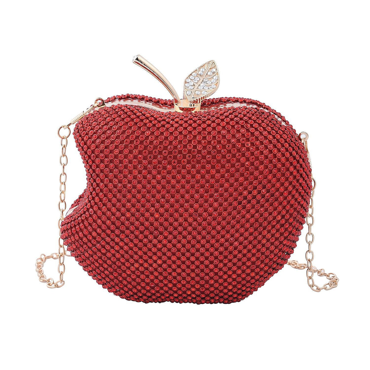 Apple Clutch Bag with Long Chain Strap &amp; Toggle Clip - Red 7513272 0