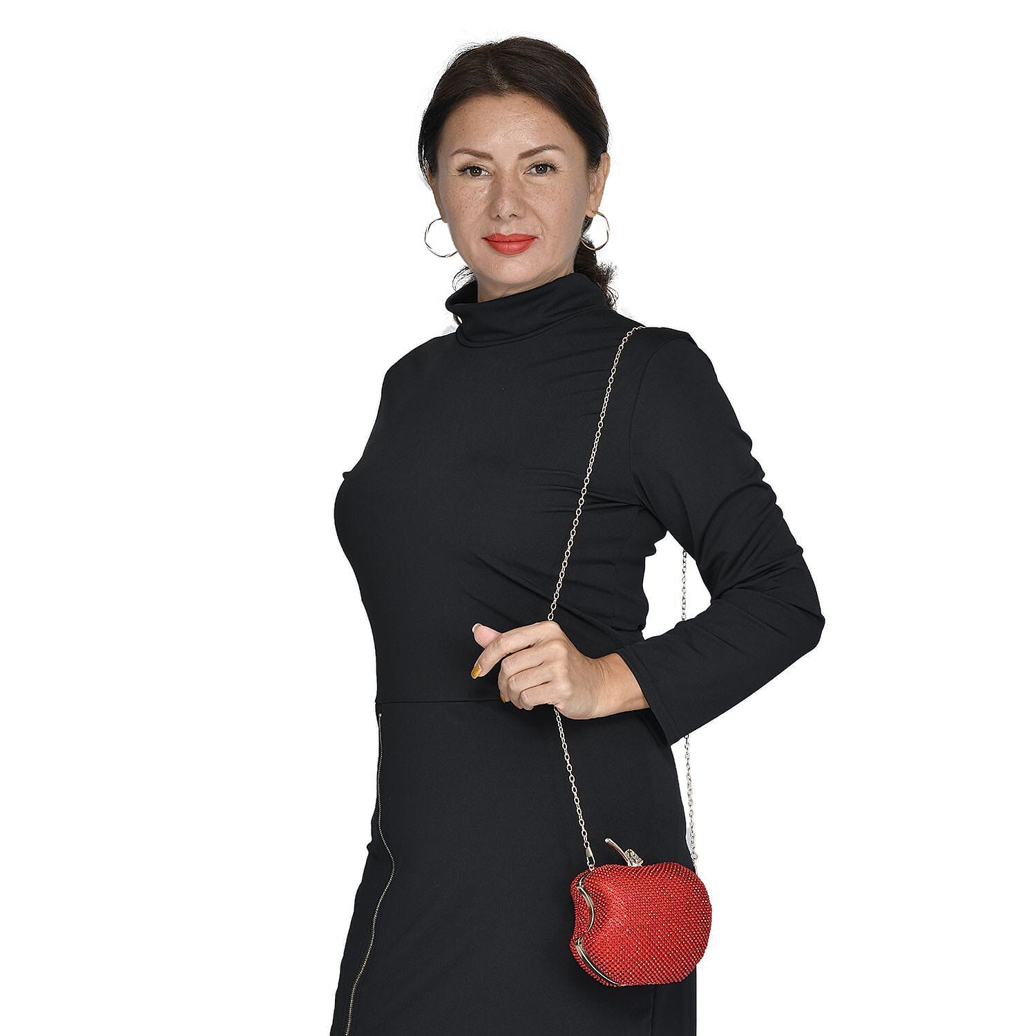 Apple Clutch Bag with Long Chain Strap &amp; Toggle Clip - Red 7513272 2