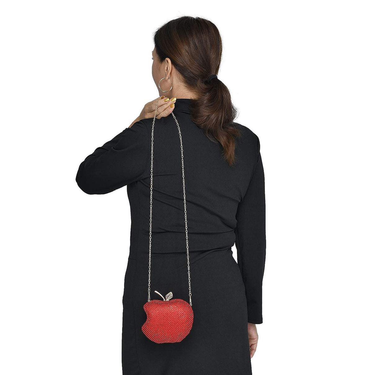 Apple Clutch Bag with Long Chain Strap &amp; Toggle Clip - Red 7513272 3