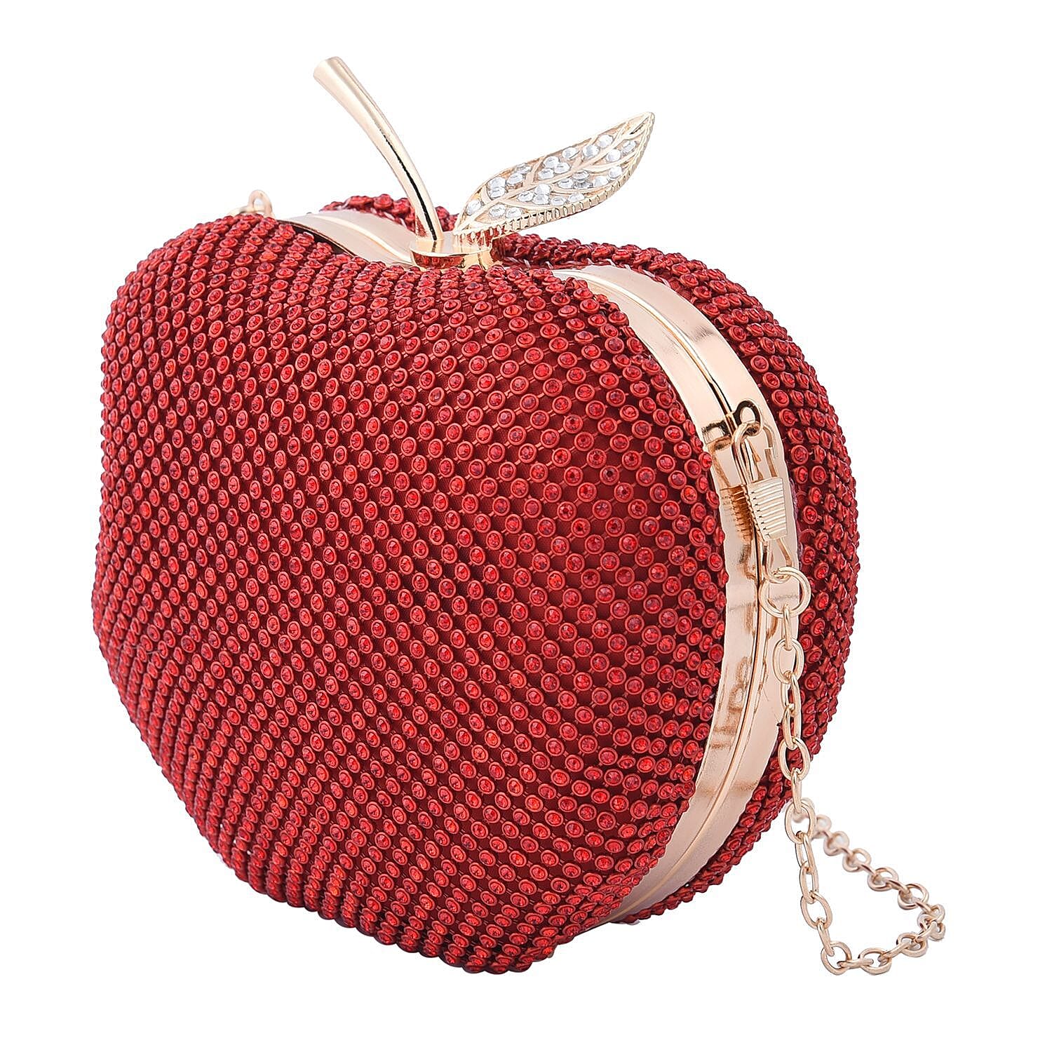 Apple Clutch Bag with Long Chain Strap &amp; Toggle Clip - Red 7513272 4
