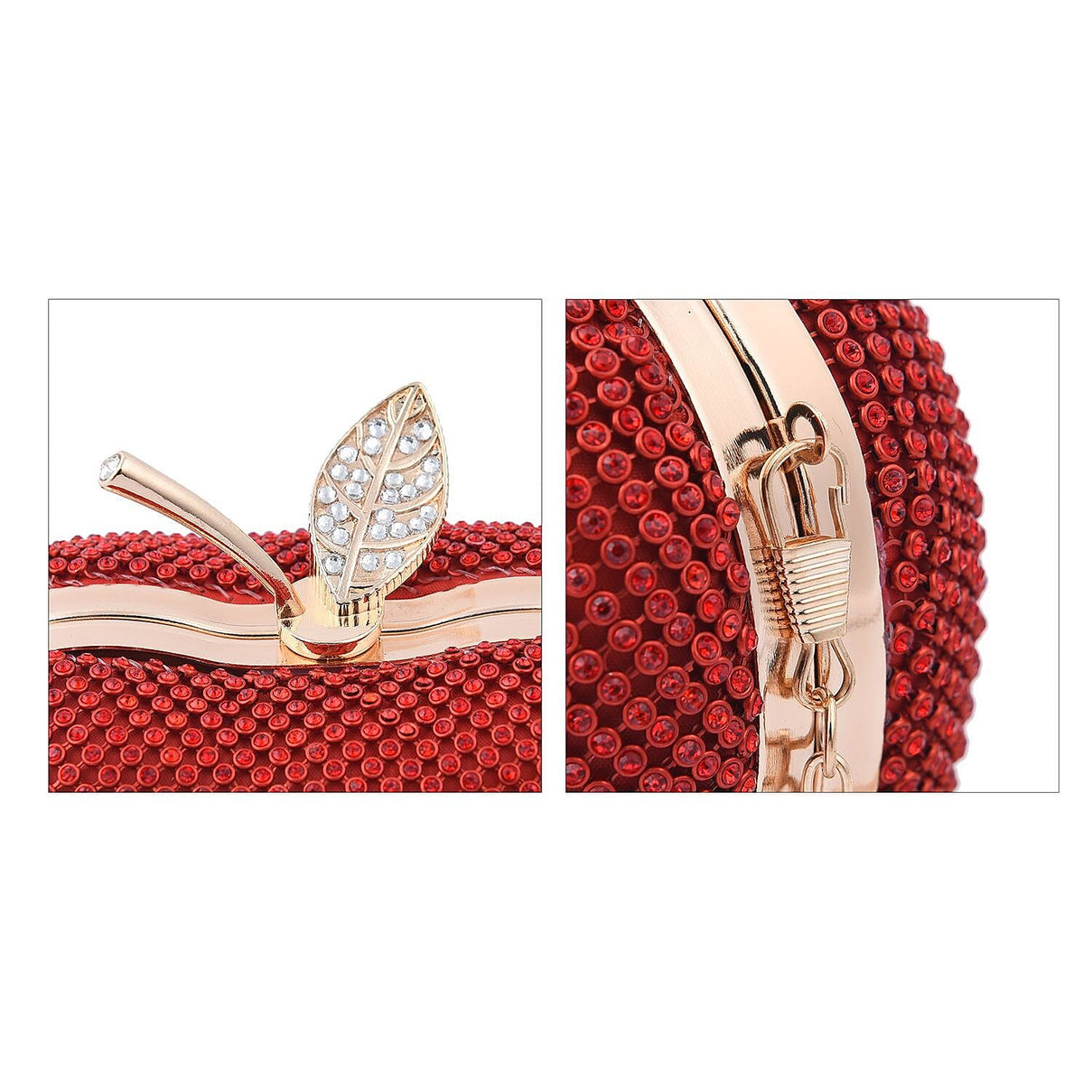 Apple Clutch Bag with Long Chain Strap &amp; Toggle Clip - Red 7513272 7