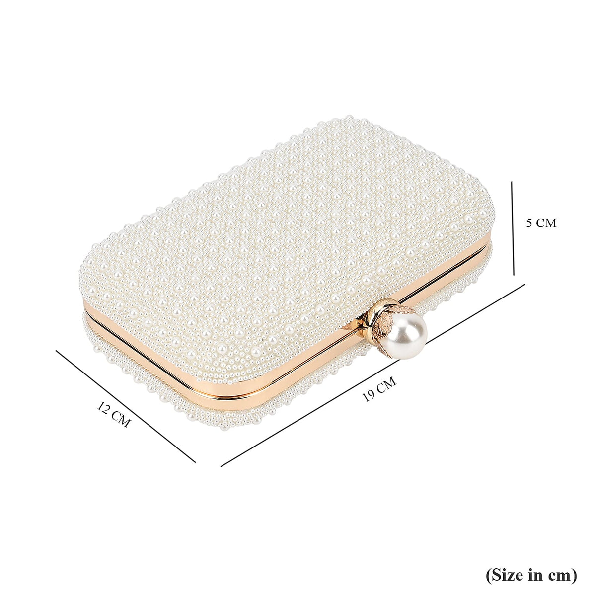 Closeout Deal - Imitation Pearl Embellished Evening Clutch with Chain Strap - White 7616133 6