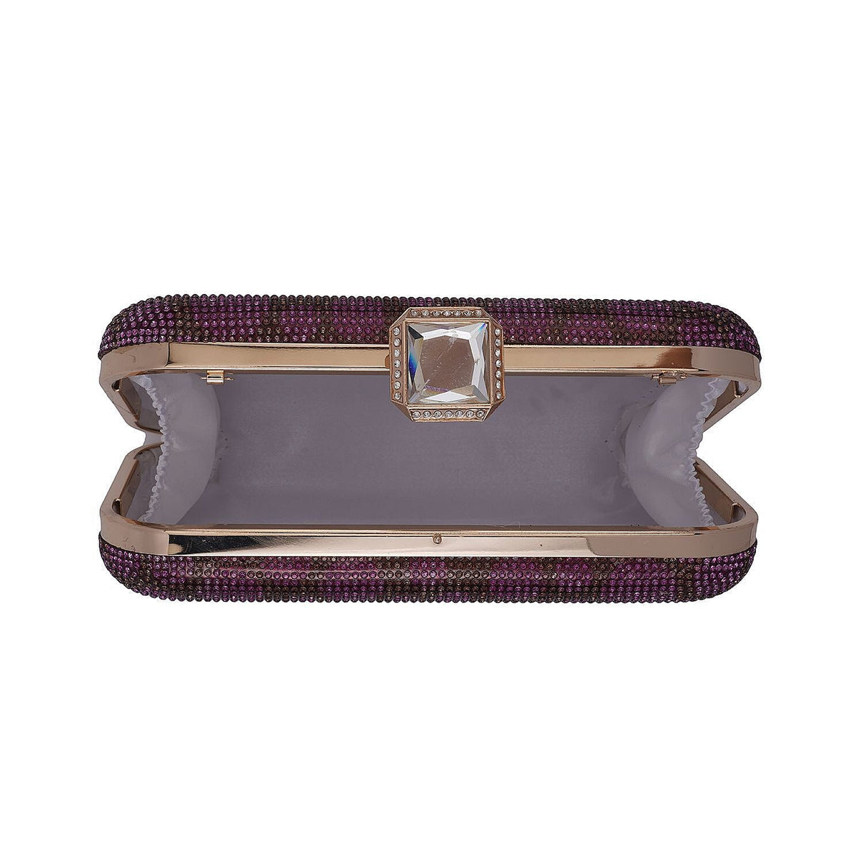 Circle Pattern Iron Clutch with Chain - Coffee and Purple 7063118 5