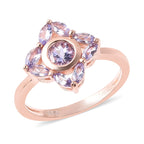 Isabella Liu Floral Collection - Tanzanite Floral Ring in Rose Gold Overlay Sterling Silver