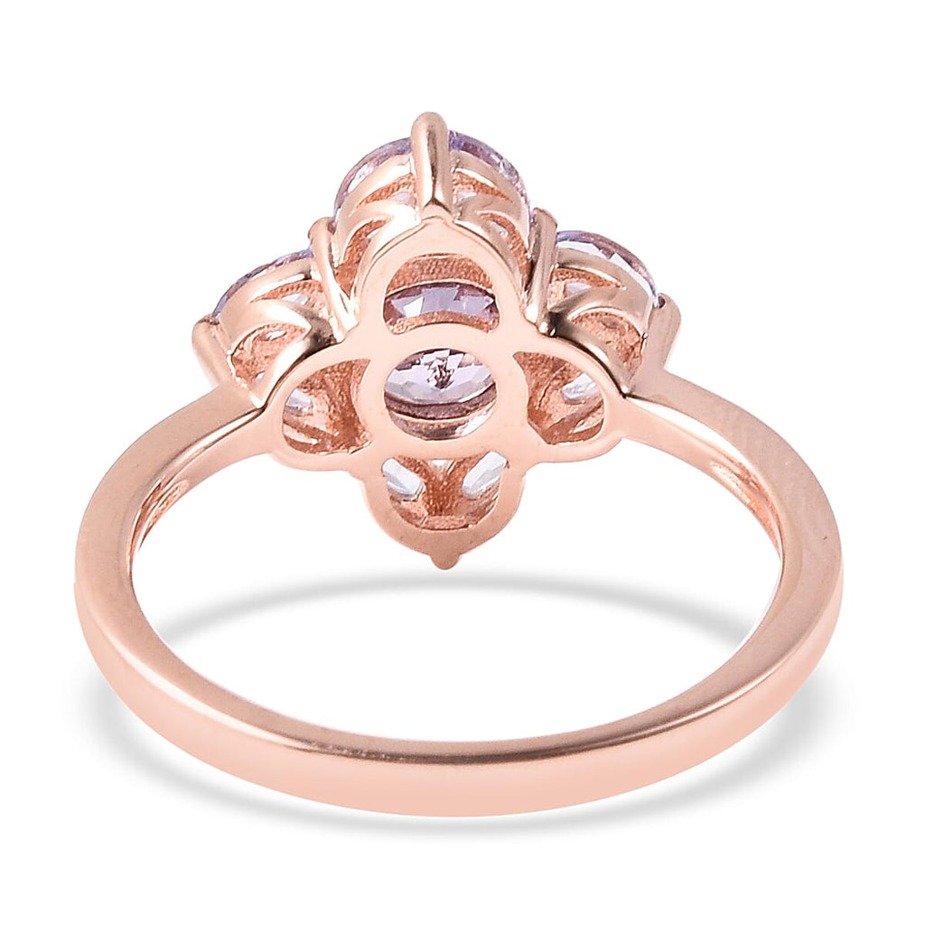 Isabella Liu Floral Collection - Tanzanite Floral Ring in Rose Gold Overlay Sterling Silver