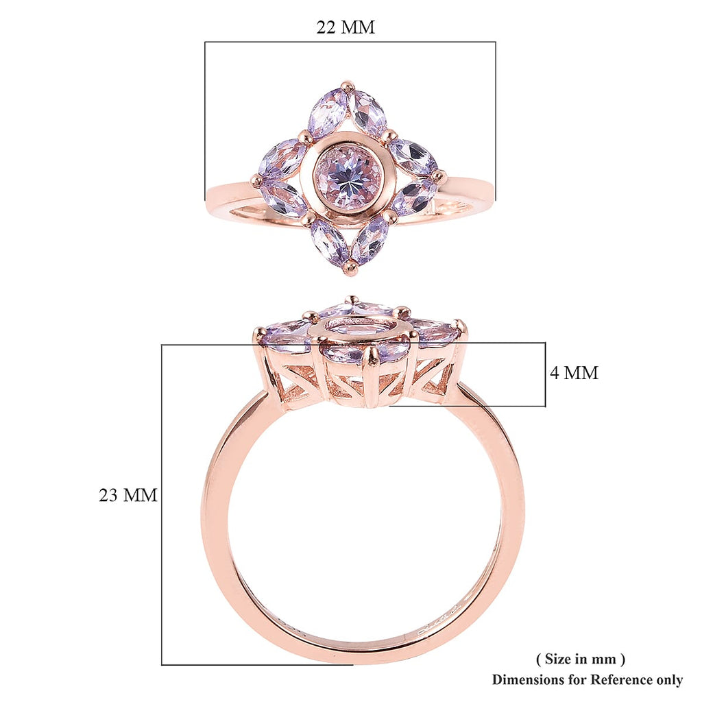 Isabella Liu Floral Collection - Tanzanite Floral Ring in Rose Gold Overlay Sterling Silver