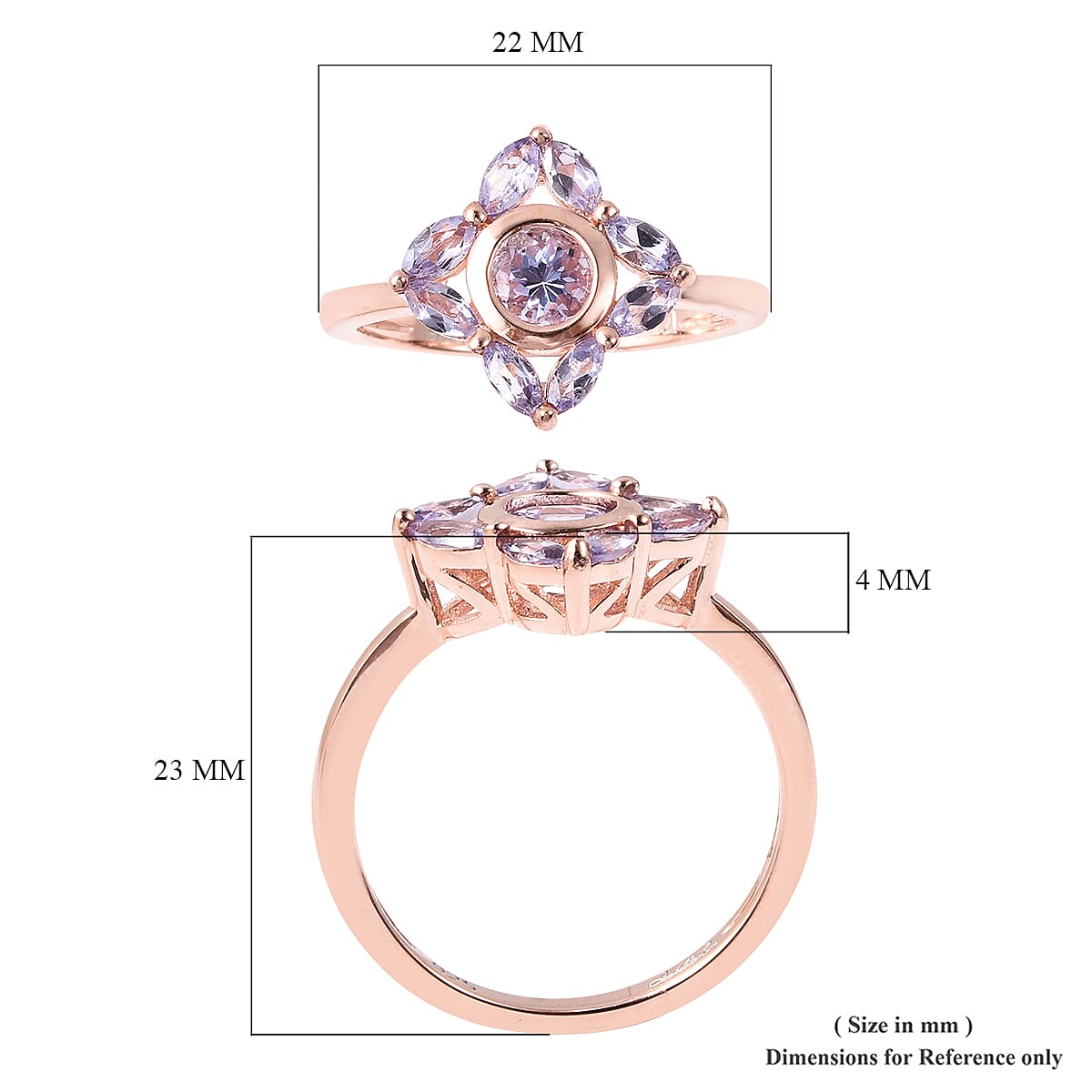 Isabella Liu Floral Collection 1.22 Ct Tanzanite Floral Ring in Rose Gold Plated Sterling Silver 3632568 5