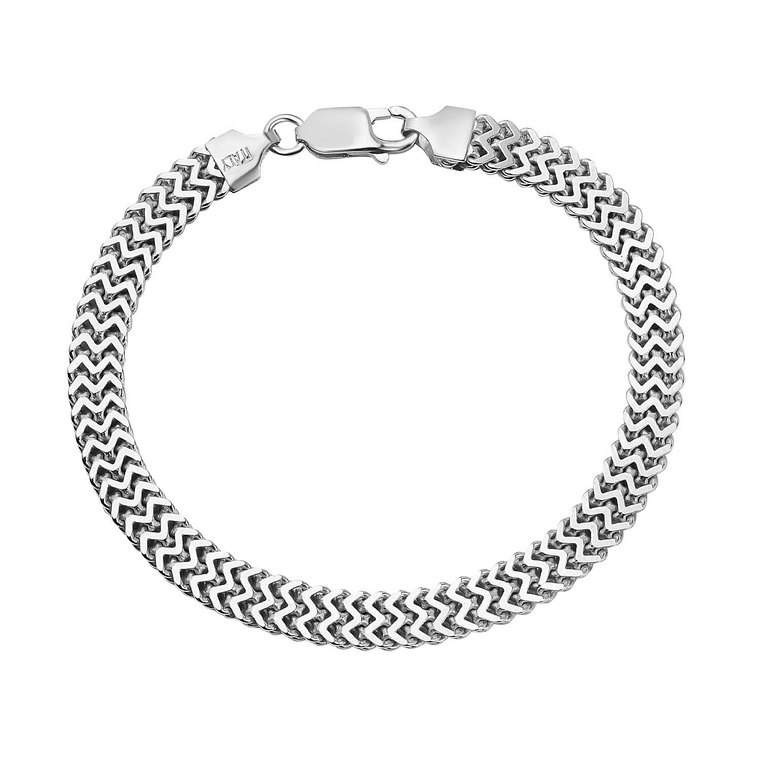 Italian Close Out - Sterling Silver Chevron Bracelet (Size - 8 ), Silver Wt. 13.14 Gms 7027800 0