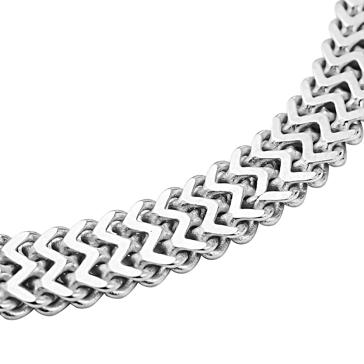 Italian Close Out - Sterling Silver Chevron Bracelet (Size - 8 ), Silver Wt. 13.14 Gms 7027800 1