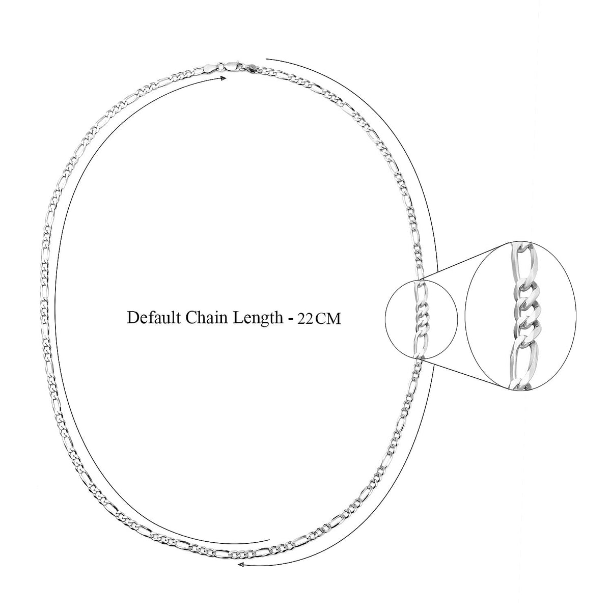 Sterling Silver Flat Figaro Chain Necklace with Lobster Clasp (Size - 18) 7027869 4