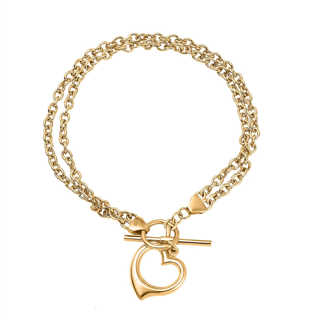 Italian Closeout -9K Yellow Gold Heart 2-Strand Belcher Necklace or T-Bar Bracelet (Size - 7.5), Gold wt 5.05 Gms 7725502 0