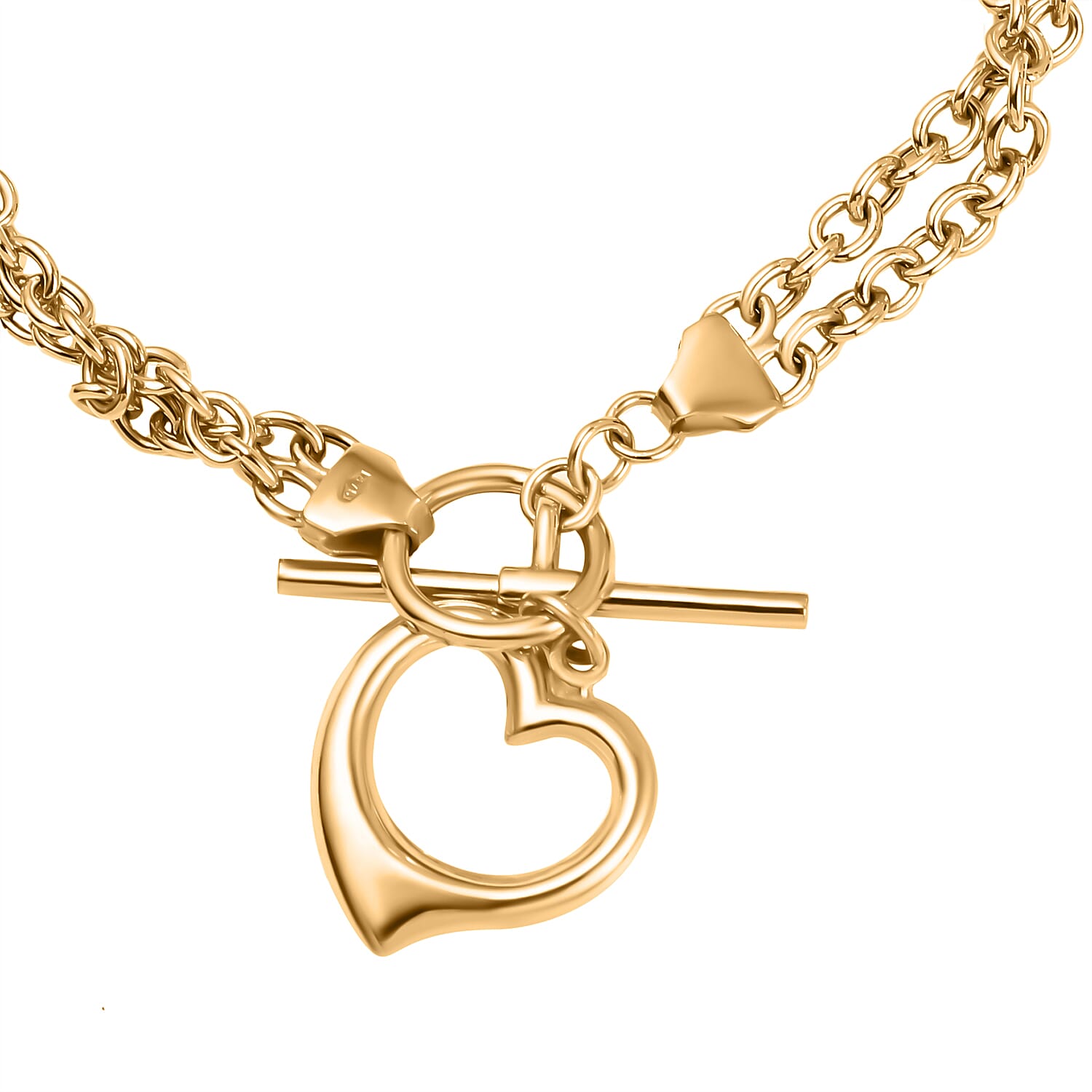 Italian Closeout -9K Yellow Gold Heart 2-Strand Belcher Necklace or T-Bar Bracelet (Size - 7.5), Gold wt 5.05 Gms 7725502 3
