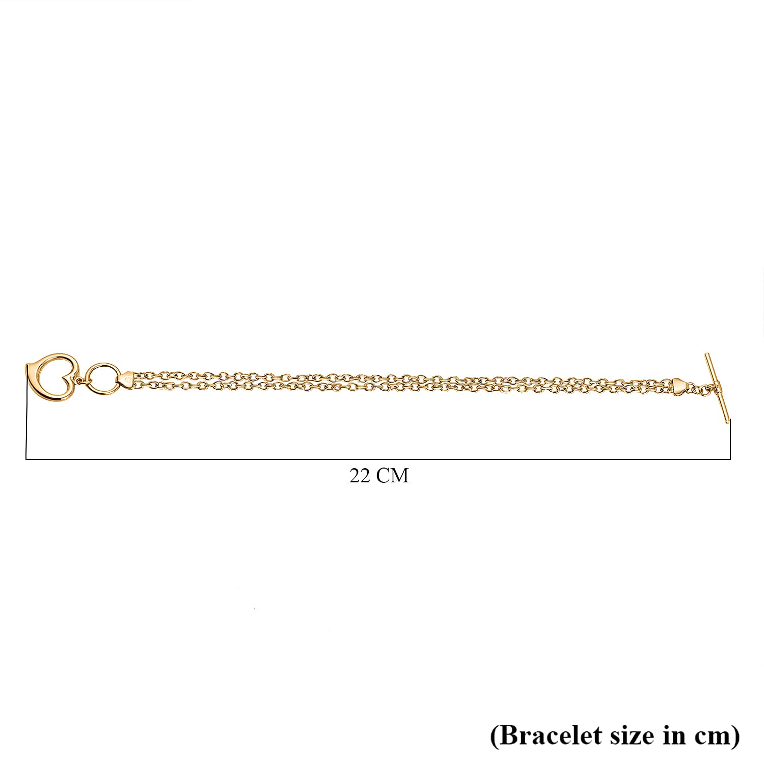 Italian Closeout -9K Yellow Gold Heart 2-Strand Belcher Necklace or T-Bar Bracelet (Size - 7.5), Gold wt 5.05 Gms 7725502 4