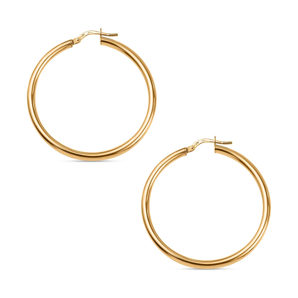 Italian Closeout - 9K Yellow Gold Hoop (40MM) Earrings 7768316 3