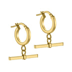 Italian Closeout 9K Yellow Gold  T-BAR CREOLE Hoop Earrings