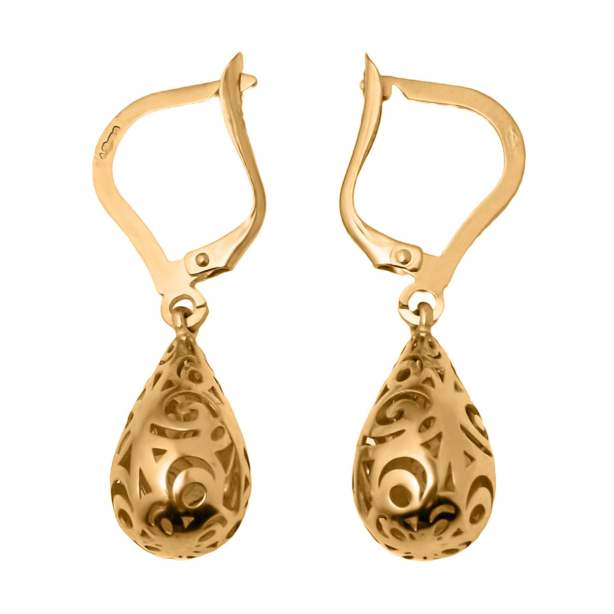 Italian Closeout Deal - First Time - 9K Yellow Gold Filigree Teardrop Earrings 7746776 3