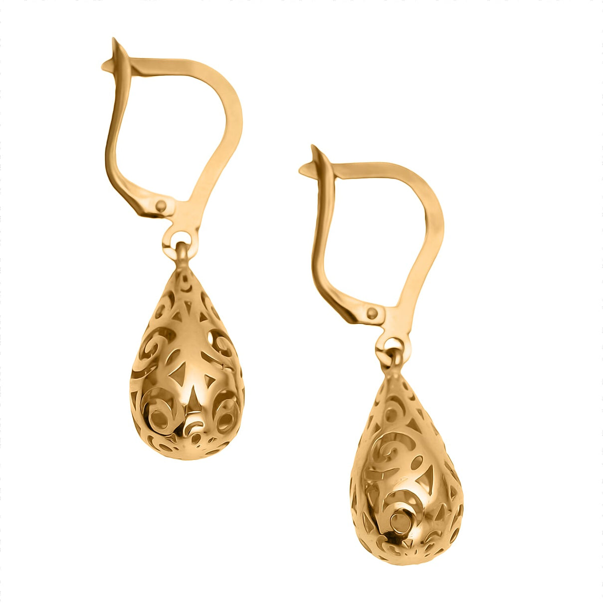 Italian Closeout Deal - First Time - 9K Yellow Gold Filigree Teardrop Earrings 7746776 4